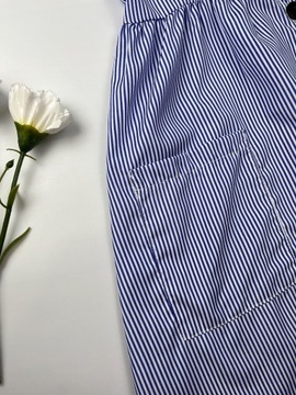 Urocza sukienka w niebiesko białe paseczki midi regulowane ramiączka r. L