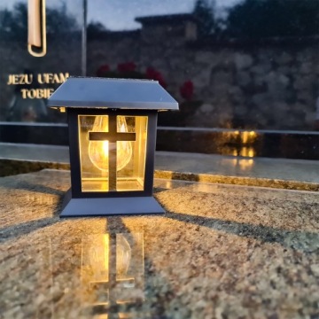 СОЛНЕЧНАЯ СВЕЧА, ФОНАРЬ НА МОГИЛУ, СТАТУЭТКА НА КЛАДБИЩЕ С КРЕСТОМ