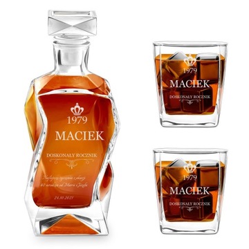 Zestaw do Whisky Karafka z Grawerem 2 Szklanki Prezent Facet Tata Dziadek