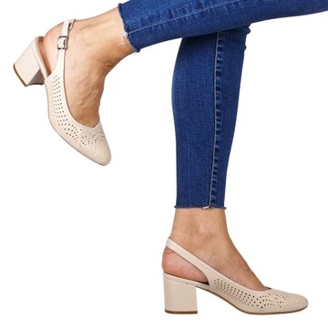 iShoes ЭЛЕГАНТНЫЕ ЖЕНСКИЕ ТУФЛИ, АЖУРНЫЕ САНДАЛИИ, МАТОВЫЙ БЕЖЕВЫЙ