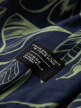 T-shirt męski fullprint w kontrastowe liście granatowy V5 OM-TSFP-0180 L