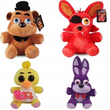 FNAF BONNIE FOXY CHICA PLUSZOWA MASKOTKA 25cm 4 szt