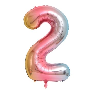 Balon Foliowy CYFRA 2 Tęczowe OMBRE - 32
