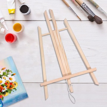 Мольберт для рисования 50 см, деревянный, на трех ножках, холст