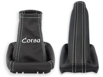 OPEL CORSA C KOMPLET MIESZKÓW CZARNA SKÓRA HAFT BIAŁY