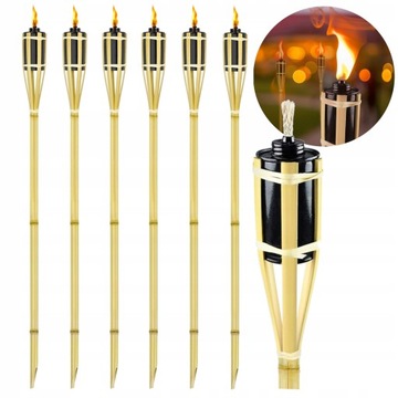 ZESTAW: 6x Pochodnia bambusowa 90 cm + Olej na komary 