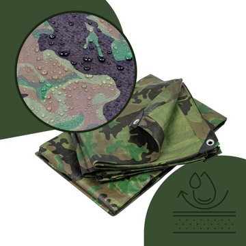 БРЕЗЕНТ 4x5м КАМУФЛЯЖНЫЙ КАМУФЛЯЖНЫЙ ВОЕННЫЙ УСИЛЕННЫЙ