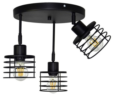 Подвесная потолочная лампа Черный потолок черная корзина движущаяся проволока 3 светодиода