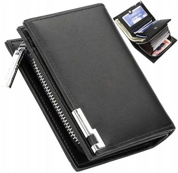 Czarny Męski portfel skórzany skóra elegancki Etui