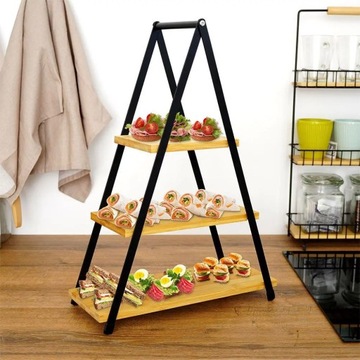 3-х ярусная подставка для закусок Cake Fruit 53 см Поднос сервировочный бамбуковый