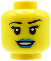 LEGO główka figurki - damska, niebieskie usta