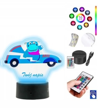 Lampka Na Biurko UV Hipopotam Hipcio LED PLEXIDO