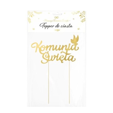 Topper ozdoba na tort na KOMUNIE komunijny do deserów złoty Komunia Święta
