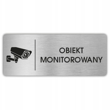 Tabliczka tablica znak teren OBIEKT MONITOROWANY kamera - aluminium 20x8 cm