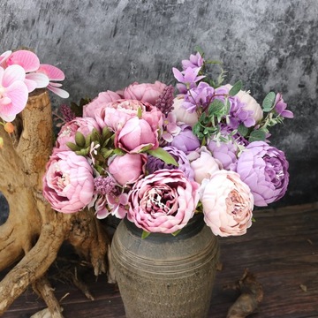 BUKIET SZTUCZNE Peonie KWIATY Piwonii Ozdobny 50cm