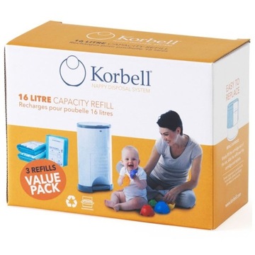 KORBELL WKŁAD DO KOSZA 16L NA PIELUCHY 3PACK