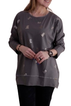 KLASYCZNA BLUZKA MODNA LUŹNA BLUZA NADRUK KOLORY *XL/2XL