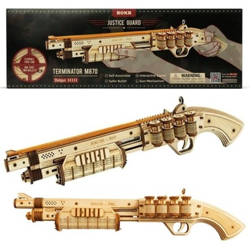SHOTGUN PUZZLE 3D KARABIN PISTOLET ROBOTIME DREWNIANE 172el. NA GUMKI DIY