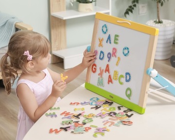 MAGNESY DREWNIANY ZESTAW NAUKA EDU MAGNETYCZNYCH LITERKI I CYFERKI VIGA