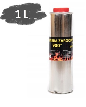 FARBA KOMINKOWA ŻAROODPORNA LAKIER ŻAROODPORNY 1L TRWAŁA GRAFIT MAT WYDAJNA
