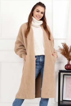 ALPAKA SWETER DŁUGI CIEPŁY OVERSIZE BEŻOWY 2271