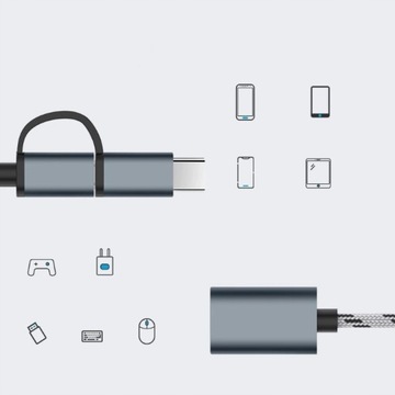КАБЕЛЬ-АДАПТЕР 2-в-1 OTG USB-USB-C + МИКРО-АДАПТЕР