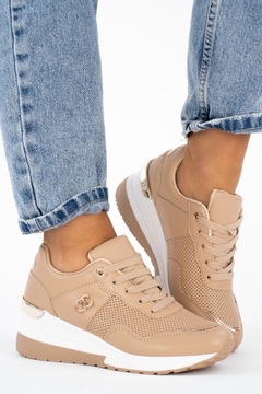 Brązowe sneakersy buty sportowe damskie Jannet 38
