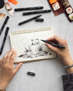 Zestaw kreślarski cienkopis UNI PIN-200 - 9 sztuk o różnych grubościach