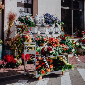 Датская тележка для цветов с 3 полками 172х56х140 см на колесах Мега-М