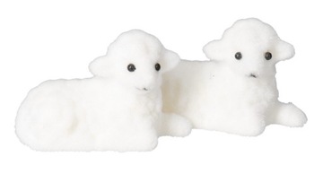 2x ЯГНЕНОК ПАСХАЛЬНЫЕ ЯГНЦЫ ФИГУРКА ДЛЯ КОРЗИНЫ ПЛАТЬЯ ЛЕЖАЩАЯ ŚŚęconka