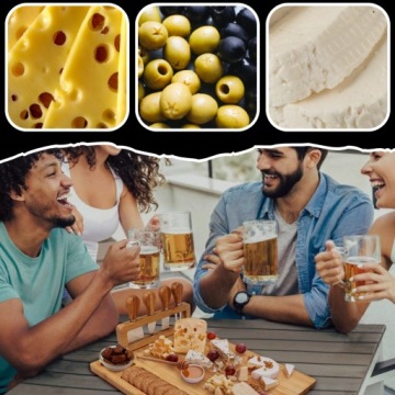 СЕРВИРОВОЧНАЯ ДОСКА ДЛЯ ПОДАЧИ СЫРОВ ХОЛОДНЫХ МЯСНЫХ ЗАКУСОК С НОЖАМИ БАМБУК