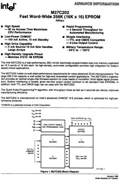 27C202-70 Память EPROM 256 килобит 16k x 16 INTEL
