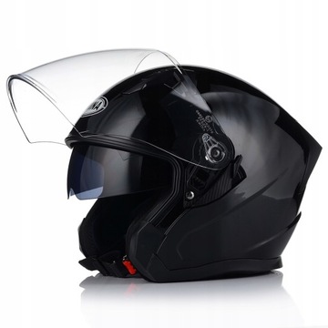 Открытый мотоцикл шлем Black Gloss Scooter Chopper Ecer 22.06 + Blenda