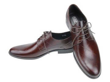 Eleganckie brązowe półbuty wizytowe krata 6184 45