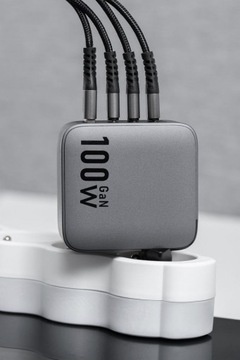 Мощное быстрое зарядное устройство Forcell GaN 100W 3xUSB C USB A PD QC4.0 для ноутбука