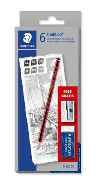 OŁÓWKI Zestaw 6B-2H Staedtler 6 szt +gumka temper.