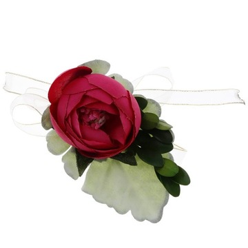 ch-Wrist Corsage Hand Flower Stretchy Rose Red