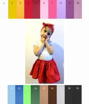 SPÓDNICZKA gładka jednokolorowa + OPASKA 3-5 lat