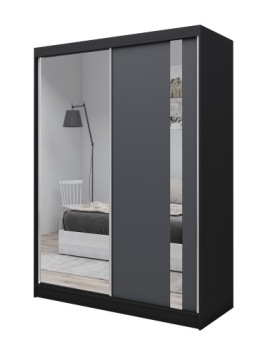 Szafa Przesuwna 160cm LUSTRO GRAND Czarny + Grafit
