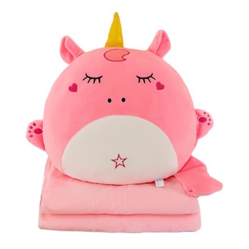 MASKOTKA PODUSZKA Z KOCEM OGRZEWACZ DO RĄK RÓŻOWY JEDNOROŻEC UNICORN 4w1