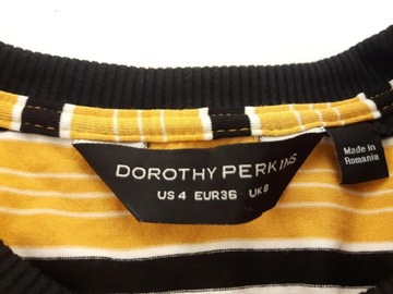 DOROTHY PERKINS dzianinowa BLUZKA wygodna PASKI krótki rękaw _ 36