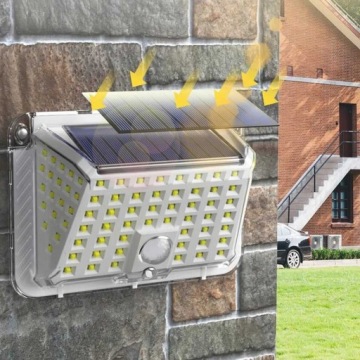 СОЛНЕЧНЫЙ ФОНАРЬ НАСТЕННЫЙ СВЕТИЛЬНИК 90 LED ДАТЧИК ДВИЖЕНИЯ В СУМЕРКАХ