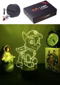 LAMPKA NOCNA NEON AKRYL DEKORACJA 3D LED RGB ROCKY PSI PATROL + PILOT
