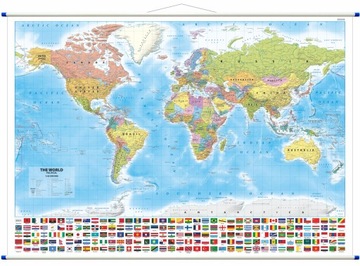 Świat polityczny mapa ścienna polityczna wersja angielska 100x70 cm 2024