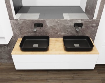 Тумба навесная под умывальник, GLOSS BLACK 60 NATUR