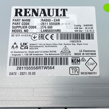 Новое оригинальное радио Navi USB CarPlay Android Renault 281155558R
