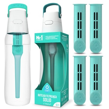 Butelka Dafi SOLID turkusowa MIĘTA + 4x filtry
