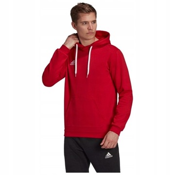 Bluza Sportowa Adidas Bawełniana Z Kapturem Ocieplana Czerwona Rozmiar S