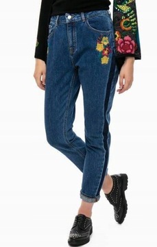 DESIGUAL spodnie exotic jeans hafty KWIATY 25 -80%