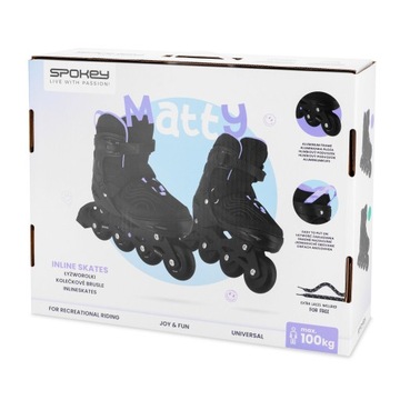 Прогулочные роликовые коньки для молодежи и взрослых, размеры 35–38 Spokey